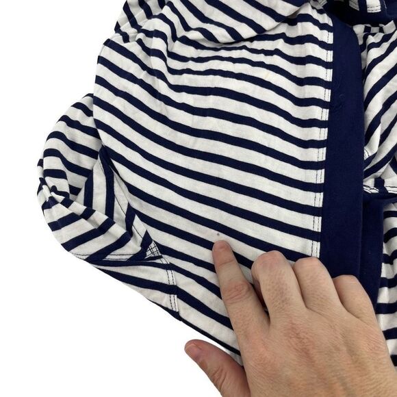 Soma Striped Hooded Cardigan Duster‎ Button Front Lightweight Nautical Coastal S - Picture 9 of 10